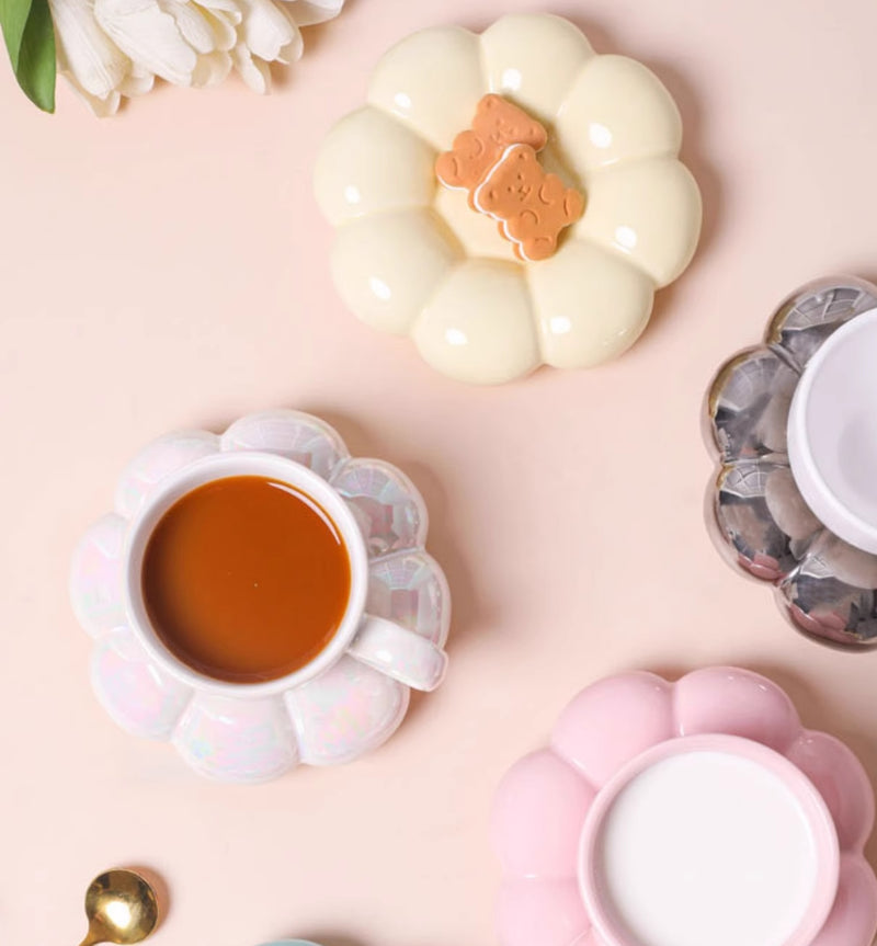 (Set of 2)’Dreamy Sips’ Handmade Ceramic Mugs + Cloud Saucer ☁️☕️