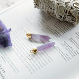 Amethyst Point Earrings in Gold Plated 925 Sterling Silver - Beau Life