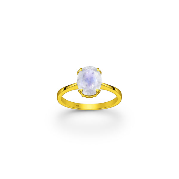 Rainbow Moonstone Crystal Ring